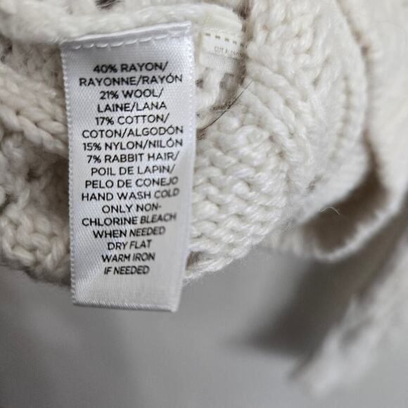 LOFT Open Knit Sweater Large Wool Rabbit Hair Blend Quiet Luxury Classic Preppy - Picture 8 of 10